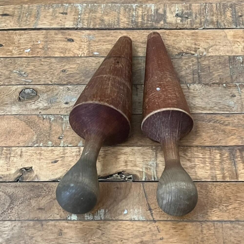Antique 1900's Chinois Pestle Hand Carved Wood Large 11" Cone-Shaped